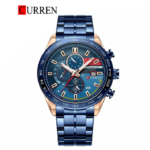 ⁦Montre Homme CURREN 8410 Chronographe 48 mm – Tout Bleu et Or Rose⁩ - الصورة ⁦2⁩