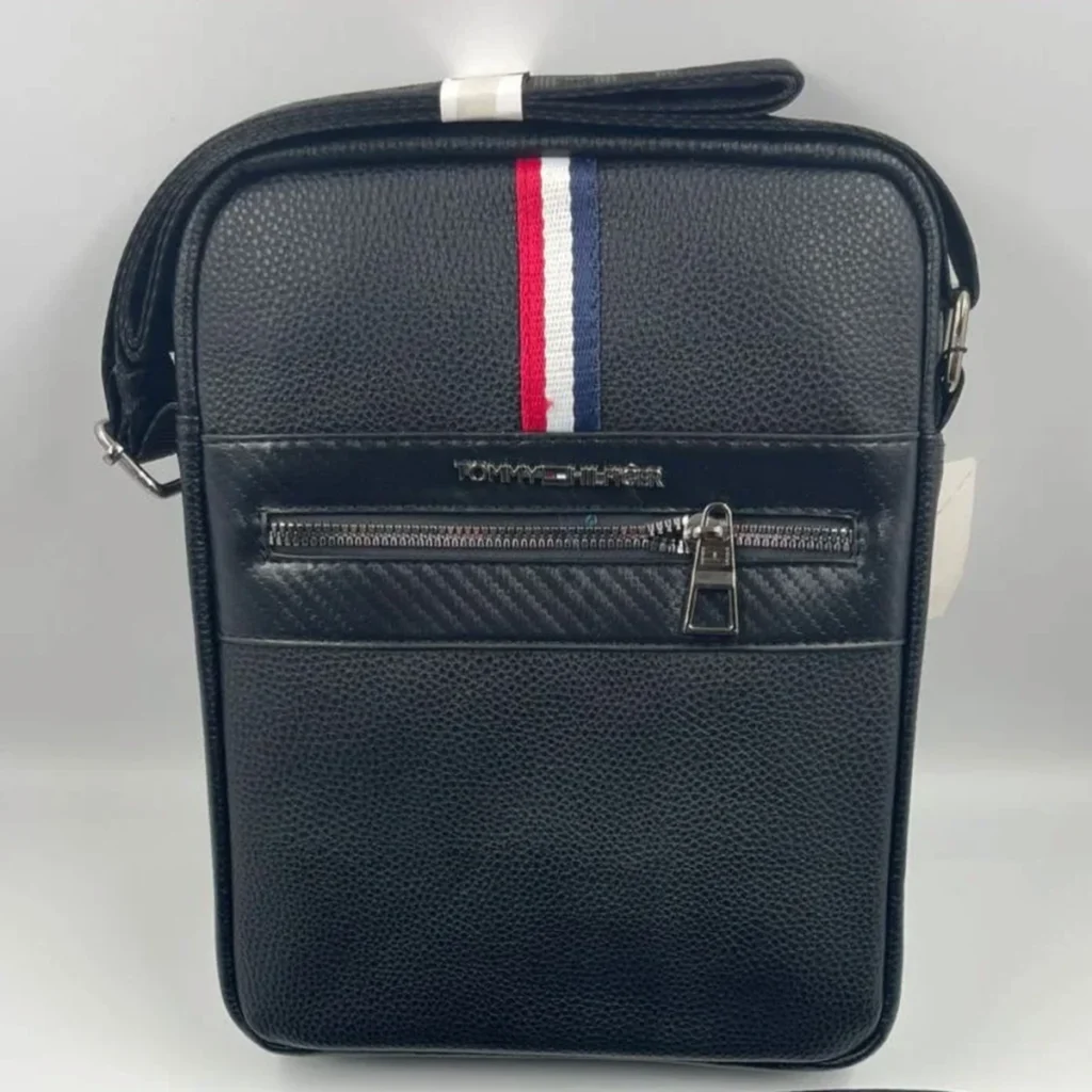 Sacoche Homme Tommy Hilfiger – Bande Tricolore, Noir