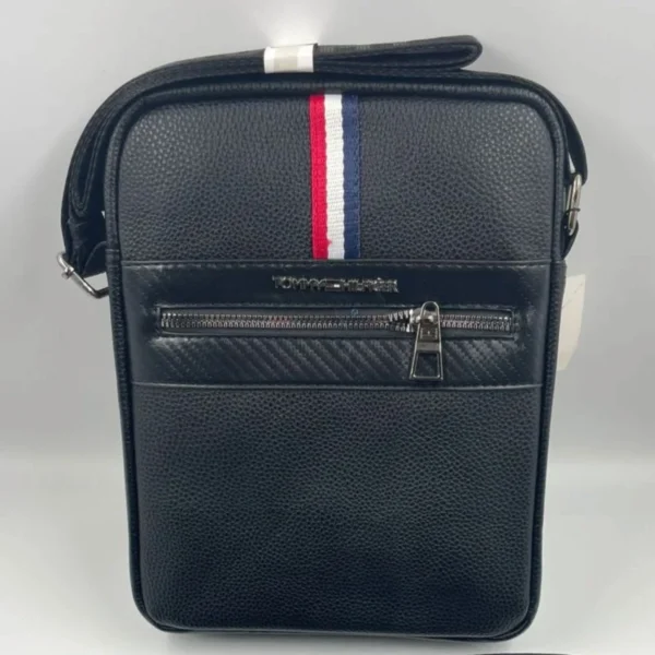 Sacoche Homme Tommy Hilfiger – Bande Tricolore, Noir