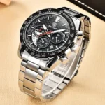 Montre Homme BENYAR 5175 Chronographe – Cadran Noir à Accents Dorés, Acier