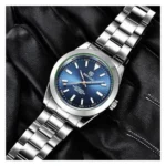 Montre Homme BENYAR Automatique – Cadran Bleu Soleillé, Bracelet Acier