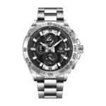 Montre Homme BENYAR 5148 Chronographe – Cadran Noir, Acier Argenté