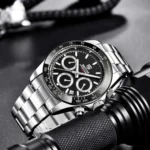 Montre Homme BENYAR 5169 Chronographe – Cadran Noir, Lunette Noire, Acier
