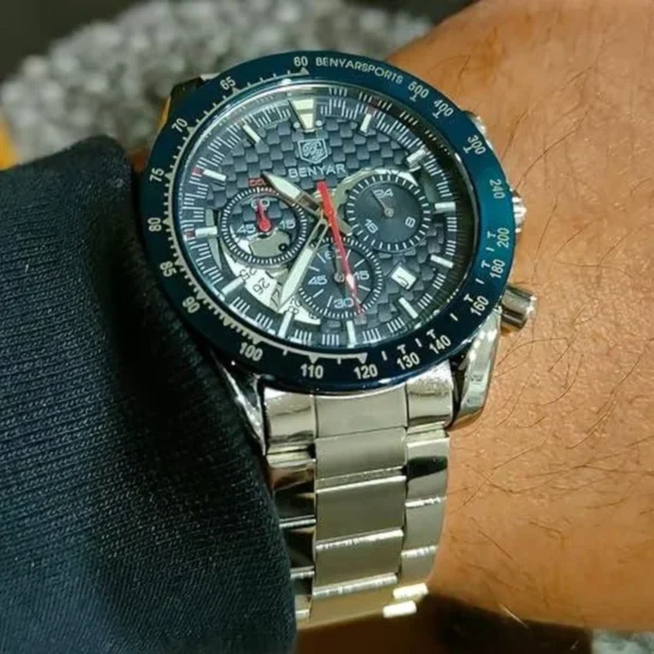 Montre Homme BENYAR 5175 Chronographe – Cadran Bleu, Acier