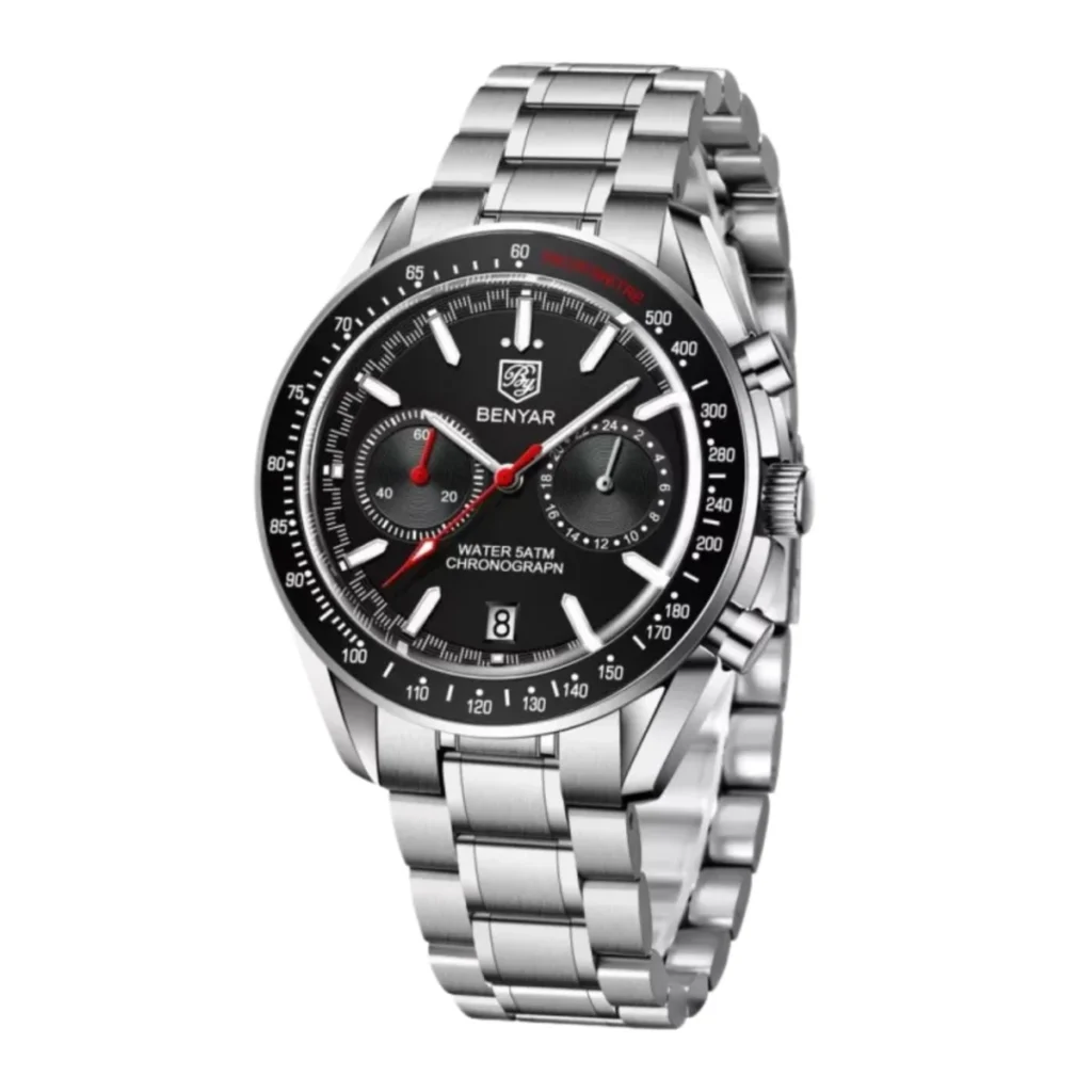 Montre Homme BENYAR 5194 Chronographe – Cadran Noir, Acier