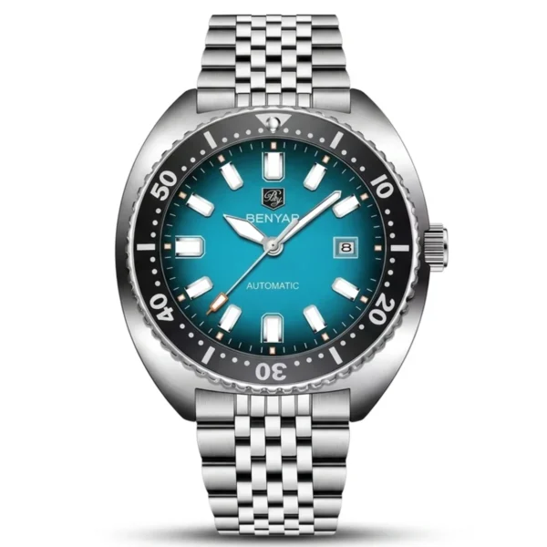 Montre Homme BENYAR 5211 Automatique – Cadran Bleu Sarcelle, Acier, 50 m