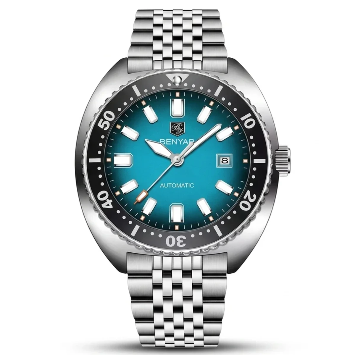 rewak-hd-6511 Montre Homme BENYAR 5211 Automatique – Cadran Bleu Sarcelle, Acier, 50 m