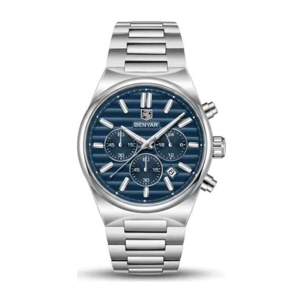 Montre Homme BENYAR 5214 Chronographe – Cadran Bleu, Acier