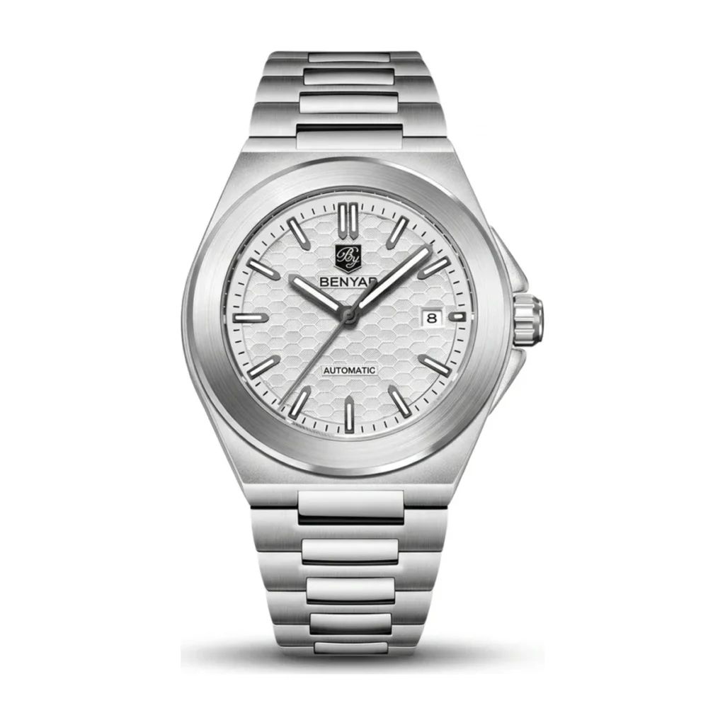 Montre Homme BENYAR 5219 Automatique – Cadran Blanc, Acier, 50 m