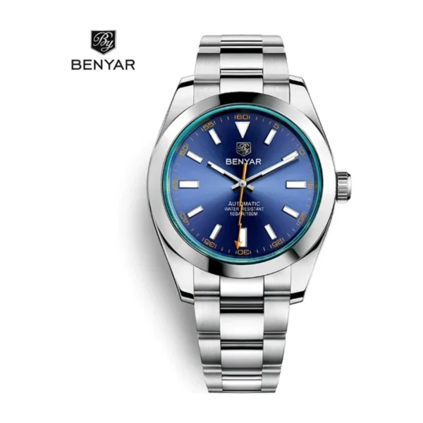 Montre Homme BENYAR 5176 Automatique – Cadran Bleu, Verre Vert, Acier