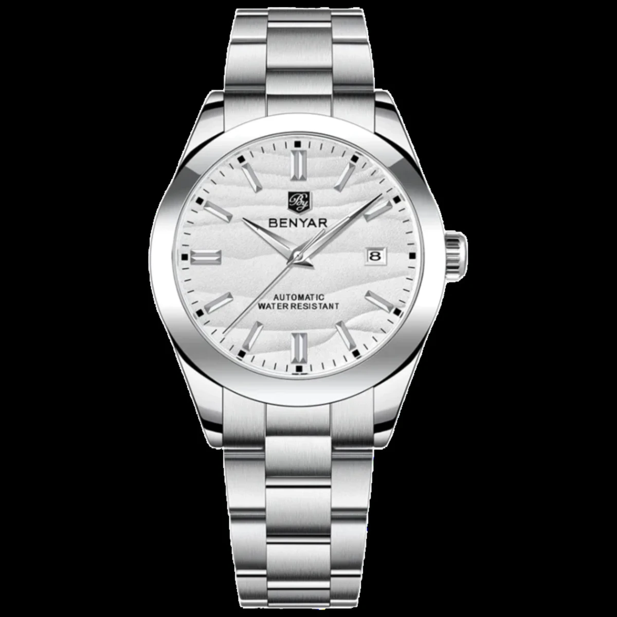 rewak-hd-6686 Montre Homme BENYAR 5208 Automatique – Cadran Blanc, Acier, 10 ATM