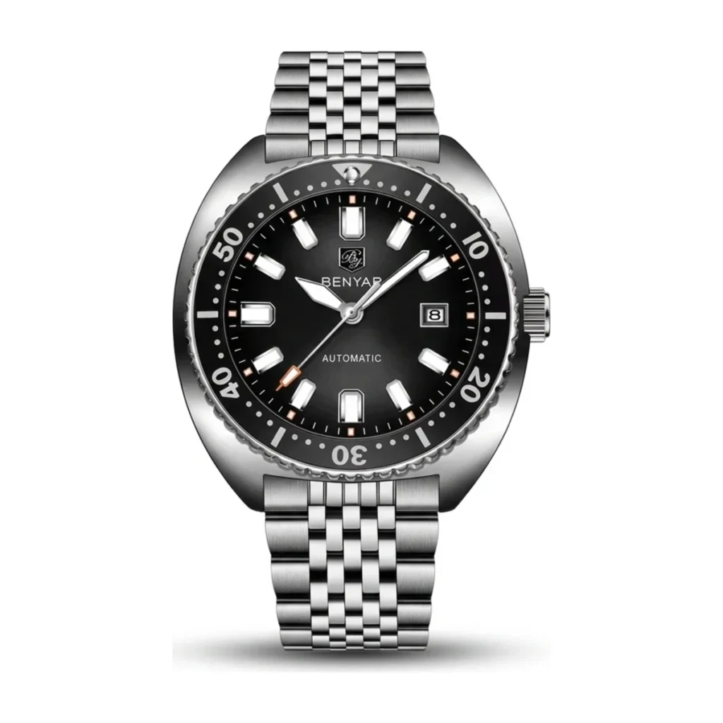 Montre Homme BENYAR 5211 Automatique – Cadran Noir, Acier, 50 m