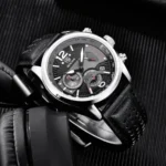 Montre Homme BENYAR 51071 Multifonction – Cadran Noir, Cuir Noir