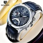 Montre Homme BENYAR 51071 Multifonction – Cadran Bleu, Cuir Bleu