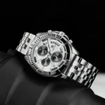 Montre Homme BENYAR 51080 Chronographe – Cadran Blanc, Bracelet Acier