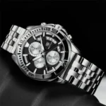 Montre Homme BENYAR 51080 Chronographe – Cadran Noir à Compteurs Argentés, Acier