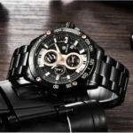 Montre Homme BENYAR 51048 Chronographe – Acier Noir, Compteurs Or Rose