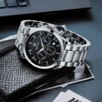 Montre Homme BENYAR 51060 Chronographe – Cadran Noir, Bracelet Acier Argenté