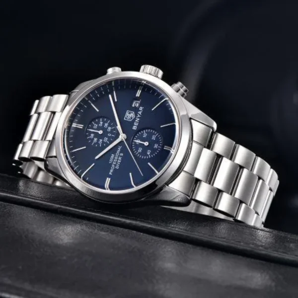 Montre Homme BENYAR 51087 Chronographe – Cadran Bleu, Bracelet Acier