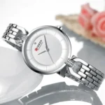 Montre Femme CURREN 9052 – Cadran Rond Argenté, Bracelet Fin Façon Bijou