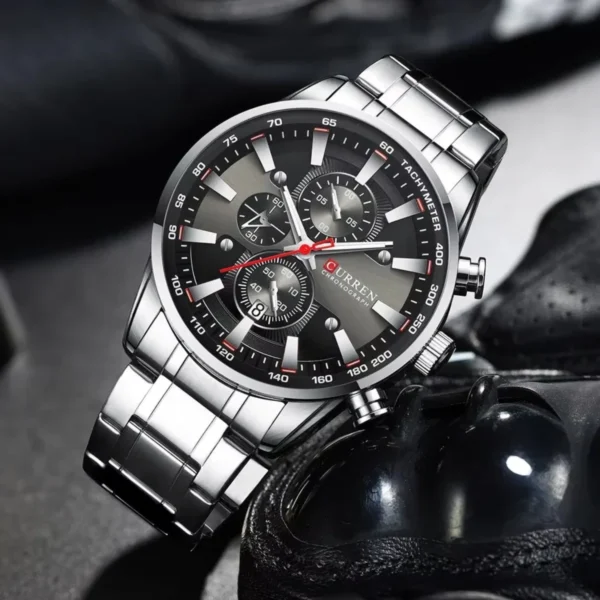 Montre Homme CURREN 8351 Chronographe – Cadran Gris Anthracite, Bracelet Acier