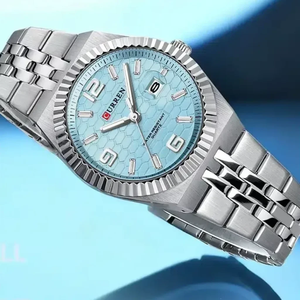 Montre Homme CURREN 8498 – Cadran Bleu Glacier Texturé et Bracelet Acier