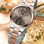 Montre Femme CURREN 9095 – Cadran Gris Taupe, Bicolore Or Rose et Argent