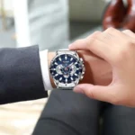 Montre Homme CURREN 8363 Chronographe 48 mm – Cadran Bleu, Bracelet Acier