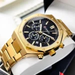 Montre Homme CURREN 8440 Chronographe – Boîtier Octogonal Doré, Cadran Noir