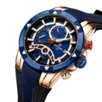 Montre Homme REWARD 83013 Chronographe – Cadran Bleu et Or Rose, Bracelet Bimatière