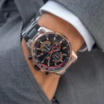 Montre Homme MINI FOCUS MF0218 Chronographe – Cadran Noir, Or Rose et Noir