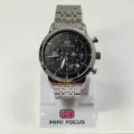 Montre Homme MINI FOCUS MF0282 Chronographe – Cadran Noir, Acier Argenté