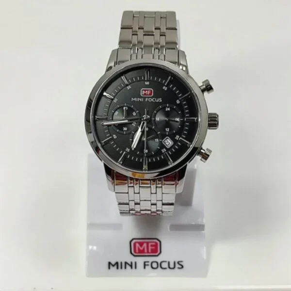 Montre Homme MINI FOCUS MF0282 Chronographe – Cadran Noir, Acier Argenté