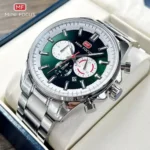 Montre Homme MINI FOCUS MF0469 Chronographe – Cadran Vert, Acier Argenté