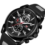 Montre Homme MINI FOCUS MF0268 Chronographe Sport – Cadran Noir, Silicone Bicolore
