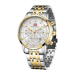 Montre Homme MINI FOCUS MF0282 Chronographe – Bicolore Or et Argent, Cadran Blanc