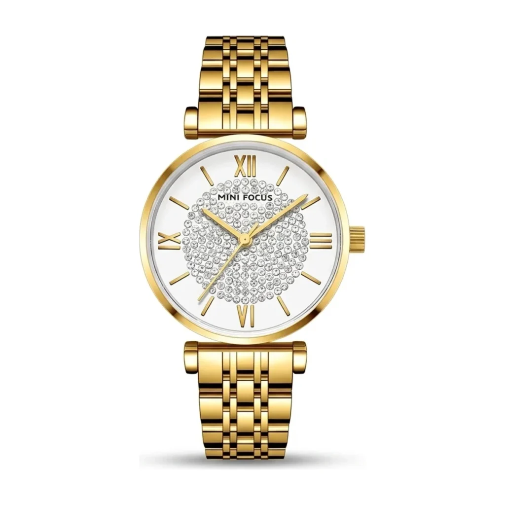 Montre Femme MINI FOCUS MF0334L – Dorée, Cadran Pavé Scintillant