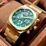 Montre Homme MINI FOCUS MF0411G Chronographe – Doré, Cadran Vert