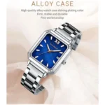 Montre Femme MINI FOCUS MF0472L Rectangulaire – Argentée, Cadran Bleu