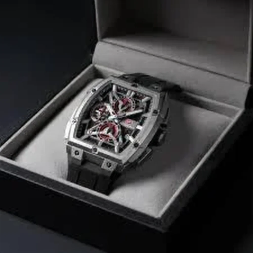Montre Homme MINI FOCUS MF0602G Chronographe Carré – Boîtier Argenté, Bracelet Noir
