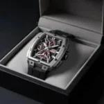 Montre Homme MINI FOCUS MF0602G Chronographe Carré – Boîtier Argenté, Bracelet Noir