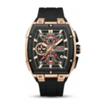 Montre Homme MINI FOCUS MF0602G Chronographe Carré – Boîtier Or Rose, Bracelet Noir