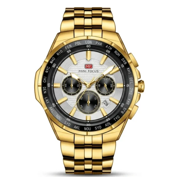 Montre Homme MINI FOCUS MF0613 Multifonction – Doré, Cadran Blanc