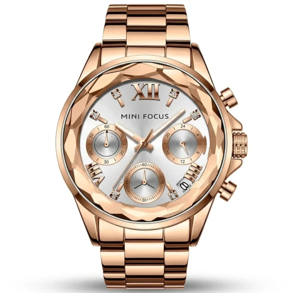 Montre Femme MINI FOCUS MF0466L Multifonction – Or Rose, Cadran Blanc