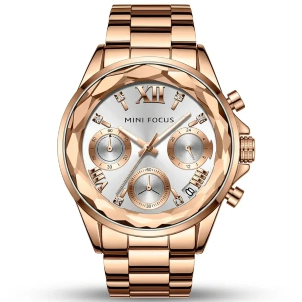 Montre Femme MINI FOCUS MF0466L Multifonction – Or Rose, Cadran Blanc