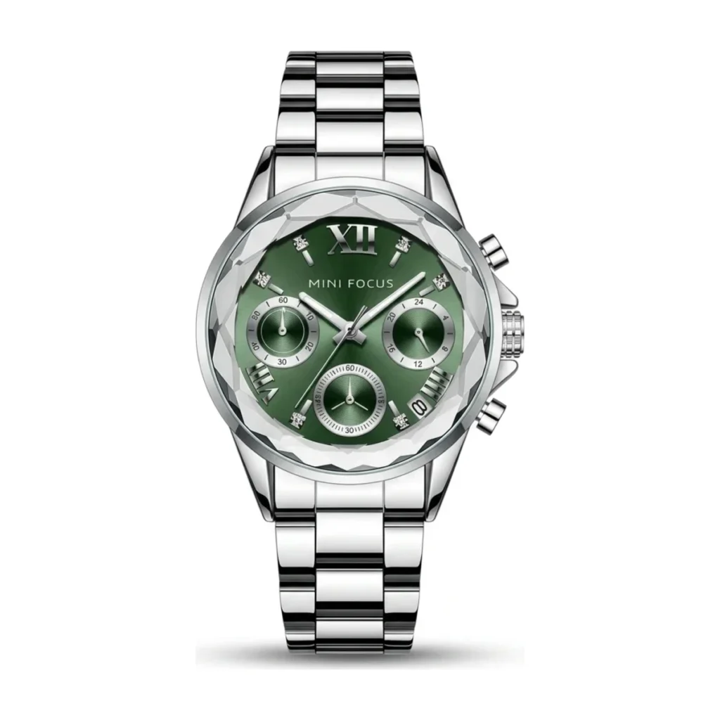 Montre Femme MINI FOCUS MF0466L Multifonction – Argentée, Cadran Vert