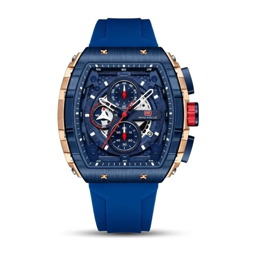 Montre Homme MINI FOCUS MF0399 Chronographe Tonneau – Bracelet Bleu