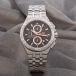Montre Homme MINI FOCUS MF0471 Chronographe – Cadran Noir, Acier Argenté