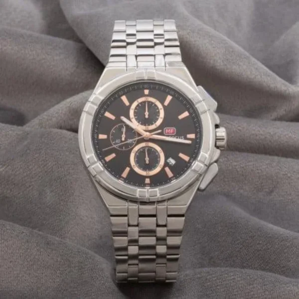 Montre Homme MINI FOCUS MF0471 Chronographe – Cadran Noir, Acier Argenté