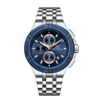 Montre Homme MINI FOCUS MF0471 Chronographe – Cadran Bleu, Acier Argenté